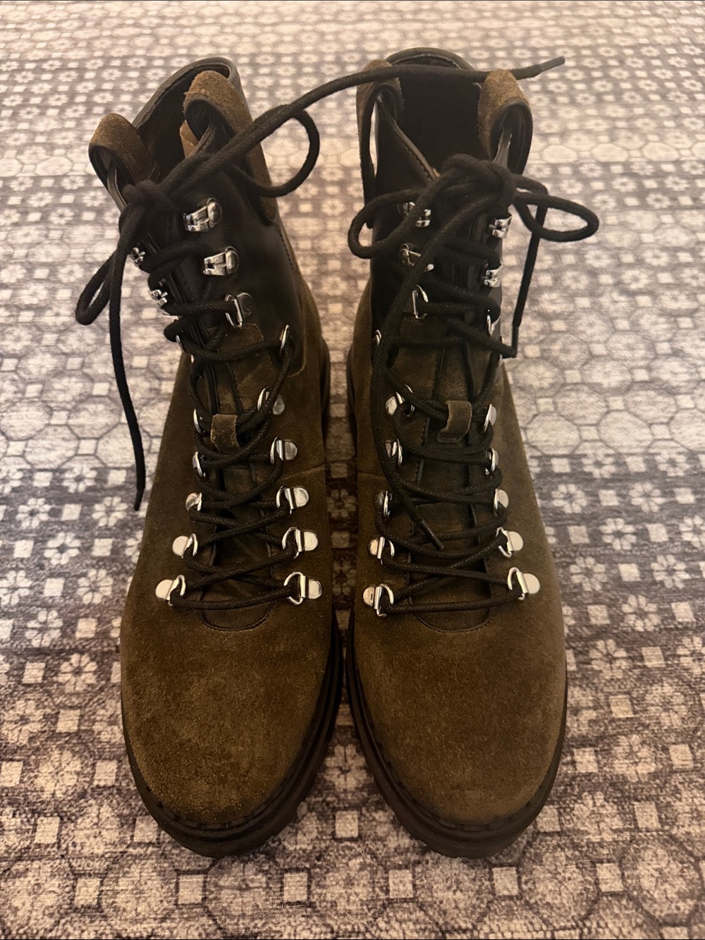 Marc Fisher Olive Green Suede Lace-Up Boots